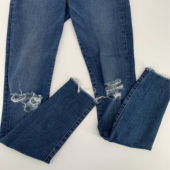 FRAME Le High Skinny Jeans Raw Hem, Distressed, Shredded Knees Size 26 - Picture 3 of 11